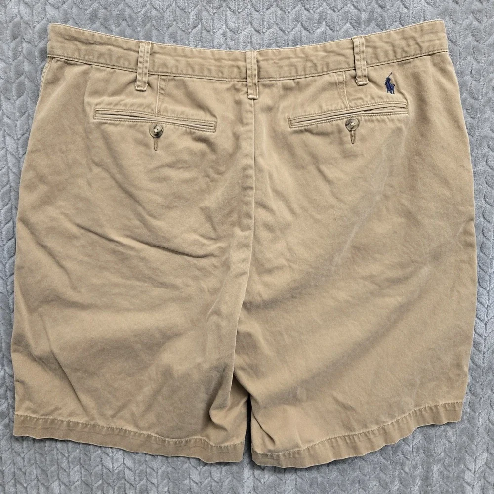 Polo Ralph Lauren Shorts Men 38 Khaki Blue Pony Twill Relaxed Fit‎ Golf Chino